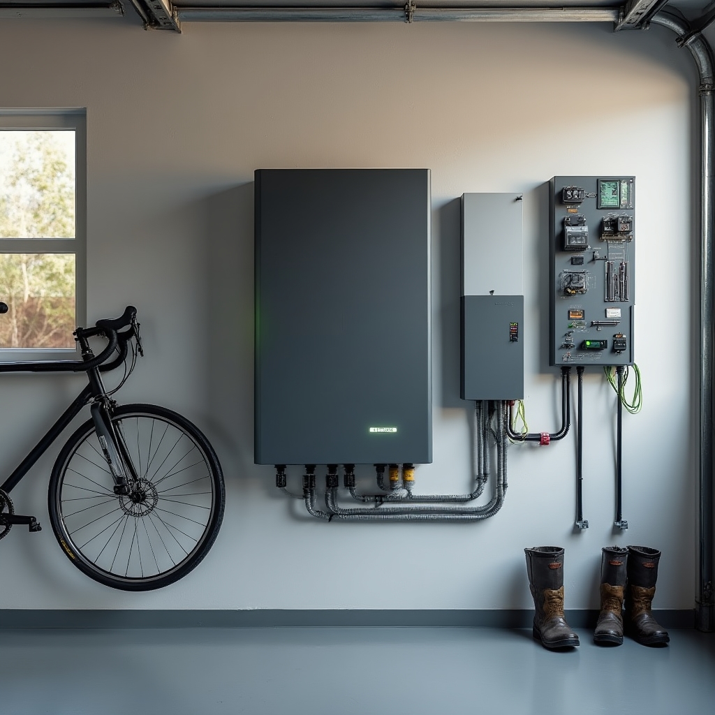 Bateriové úložiště energie instalované v garáži rodinného domu